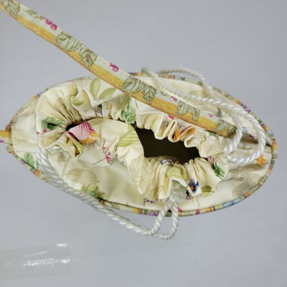 LONGABERGER Botanical Fields Stripe 11" LARGE Bucket Drawstring TOTE Oval Purse - Picture 4 of 10